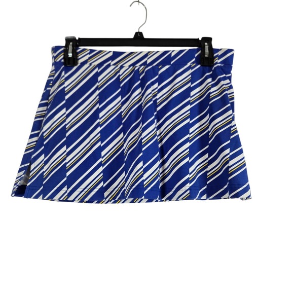 Lbh Pants - LBH Golf Skort Womens Large Blue Yellow Striped Elastic Waist Stretch Knit